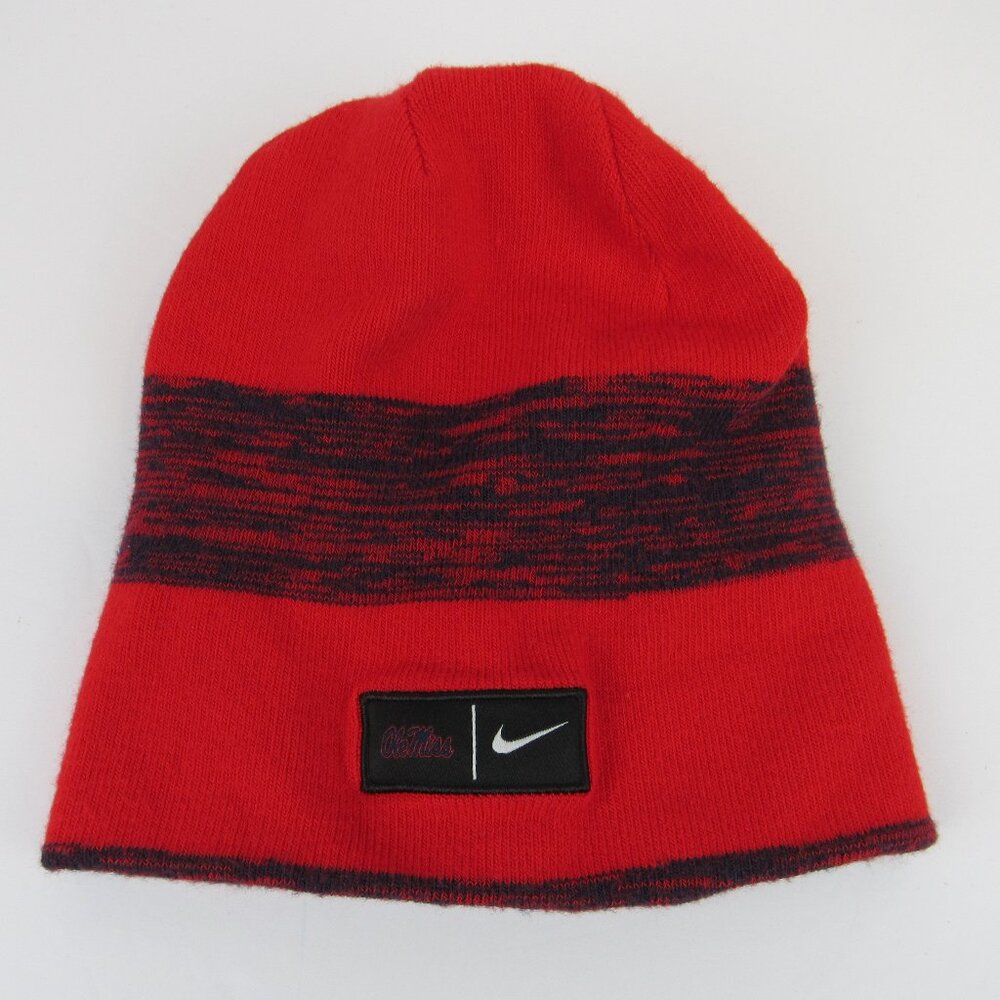 NIKE Ole Miss Rebels Reversible Knit Navy Blue Red Beanie Unisex Adult